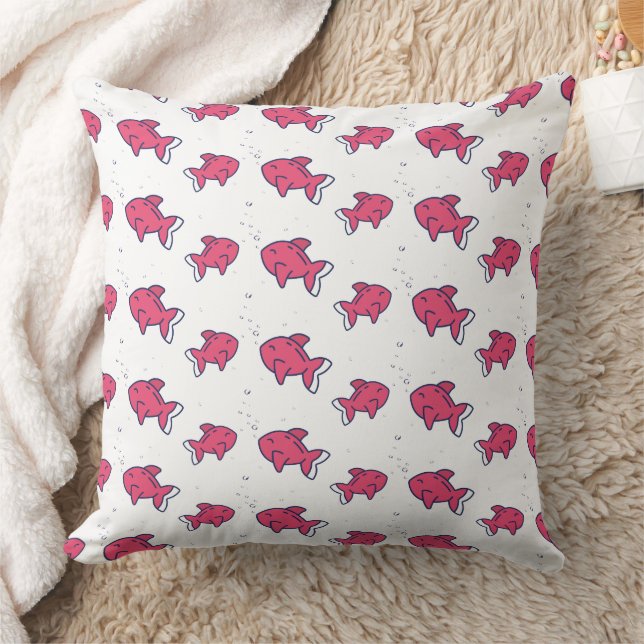 Almofada Padrão de Peixes Rosa Fofo (Cobertor)