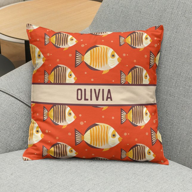 Almofada Padrão de Peixes Tropicais Fofos (Criador carregado)