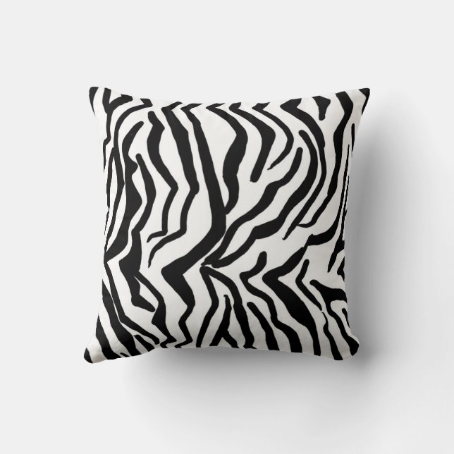 Almofada Padrão de Pelagem Preta e Branca da Pele de Zebra (Verso)