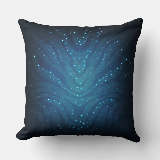 Almofada Padrão de Pele Alienigena Azul Bioluminescente - A (Frente)
