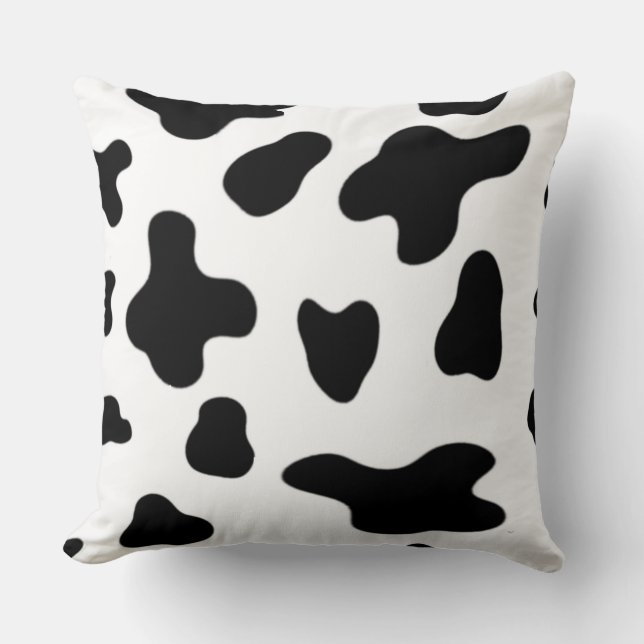 Almofada Padrão de Pele de Vaca Preto e Branco (Frente)