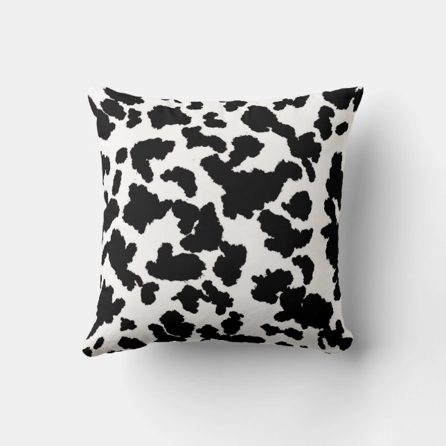 Almofada Padrão de Pelo de Couro de Vaca Preto e Branco (Verso)