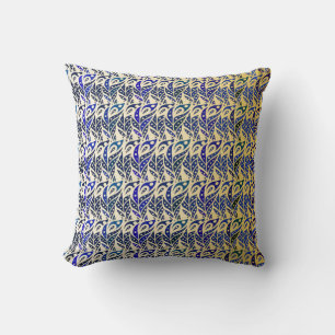 Almofada Padrão de penas de pavão azul e dourado