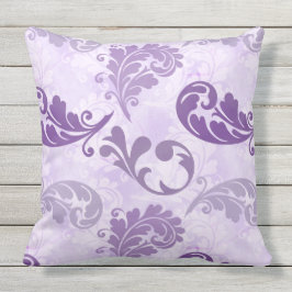 Almofada Padrão de Penas Roxas Elegantes