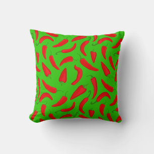Almofada Padrão de Pepper Vermelho sobre Diversão Verde