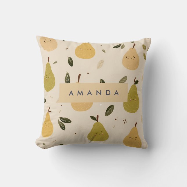 Almofada Padrão de pera branca personalizado (Frente)