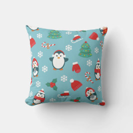 Almofada Padrão de Pinguins de Natal Fofo