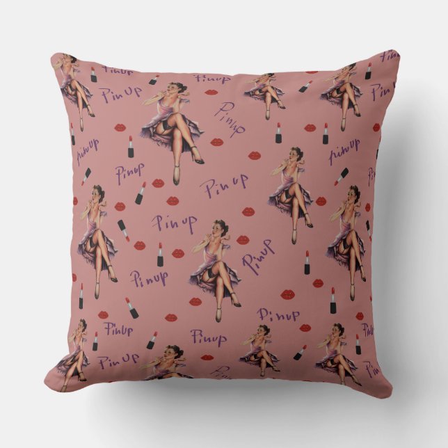 Almofada padrão de pinos rosa (Frente)