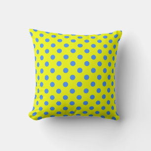 Almofada Padrão de Pontos Azuis em Fundo Amarelo