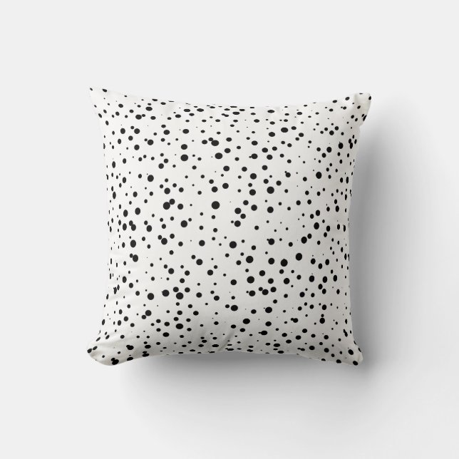 Almofada Padrão de Pontos de Confetti em Preto e Branco (Frente)