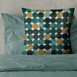 Almofada Padrão de pontos - esmeralda e ouro