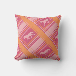 Almofada Padrão de Pony da Xadrez Equestre Rosa