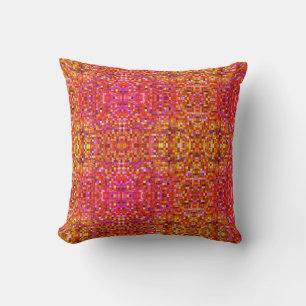 Almofada Padrão de Praça Amarelo e Rosa Boho