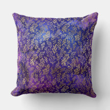 Padrão de Púrpura de Aquarela com Folhas Douradas