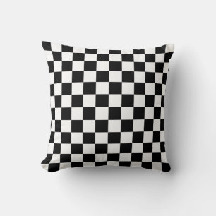 Almofada Padrão de Quadrado Xadrez Preto e Branco