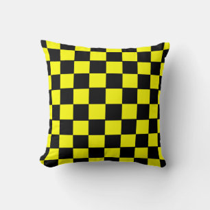 Almofada Padrão de quadro de xadrez preto e amarelo