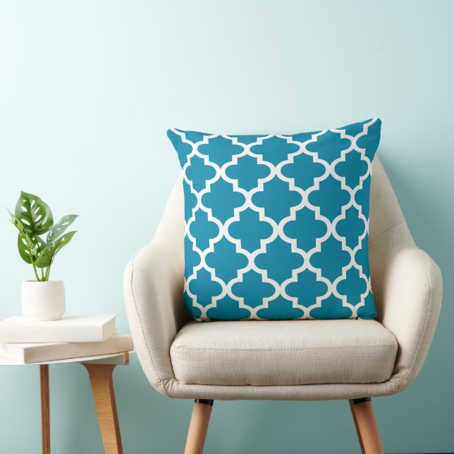 Almofada Padrão de Quatrefoil Azul-Branco Moderno para Marr (Cadeira)