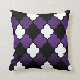 Almofada Padrão de Quatrefoil Branco e Preto na Mistura Rox