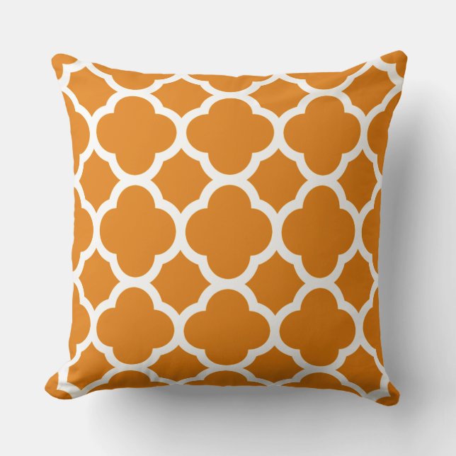 Almofada Padrão de Quatrefoil Laranja de Abóbora Butternut (Frente)