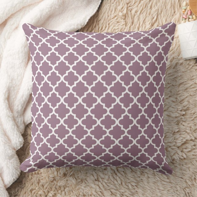 Almofada Padrão de Quatrefoil marroquino moderno Dusty Plum (Cobertor)
