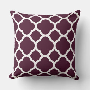 Almofada Padrão de Quatrefoil Roxo Profundo
