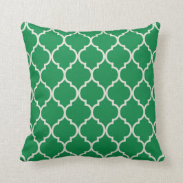 Almofada Padrão de Quatrefoil Verde e Branco
