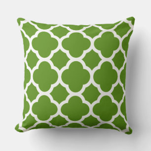 Almofada Padrão de Quatrefoil Verde e Branco