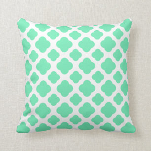 Almofada Padrão de Quatrefoil Verde Seafoam Mint