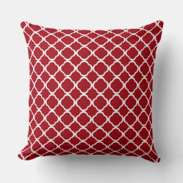 Almofada Padrão de Quatrefoil Vermelho marroquino Elegante