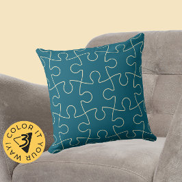 Almofada Padrão de Quebra-Cabeça Azul e Amarelo Minimalista