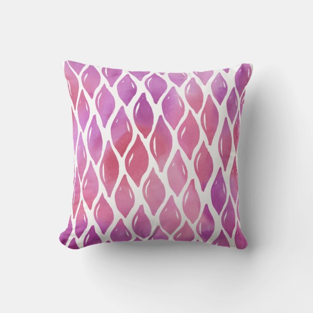 Almofada Padrão de quedas de aquarela rosa (Frente)