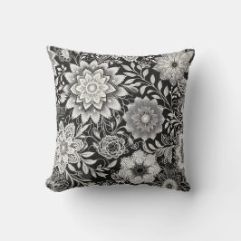 Almofada Padrão de rendas planas brancas e pretas do legant