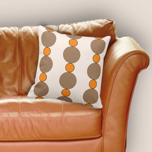 Almofada Padrão de Repetição das Linhas do Círculo Laranja  (Fun Orange Circle Lines Repeat Pattern Throw Pillow)