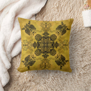 Almofada Padrão de Repetição de Desenho de Linha Tribal do