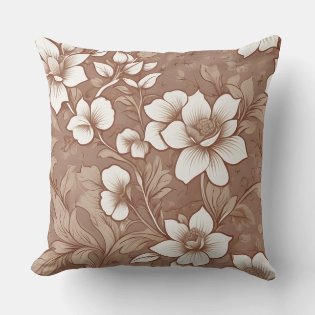 Almofada Padrão de Rosa Marrom Elegante (Frente)