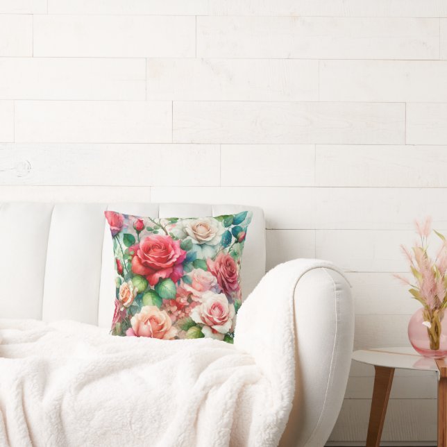 Almofada Padrão de Rosa Whimsical (Sofá)