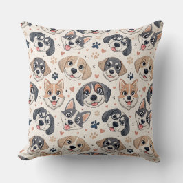 Almofada Padrão de Rosto de Cachorrinho Fofo Design para Cr