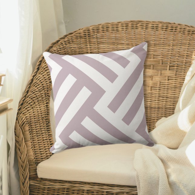 Almofada Padrão de Seletor de Superfície Geométrica (Mauve Wicker Pattern Throw Pillow)