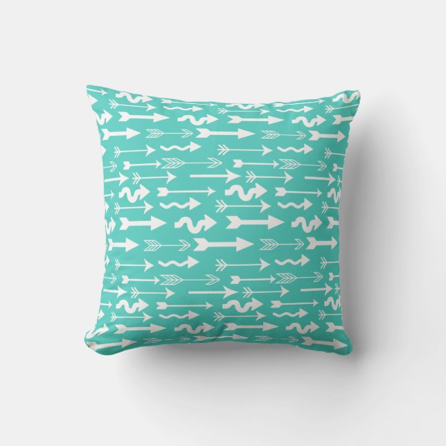Almofada Padrão de Seta Branca e Teal da Trendy (Frente)