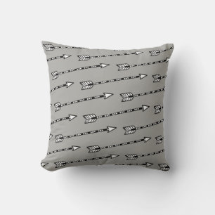 Almofada Padrão de Seta Preto Branco Cinza