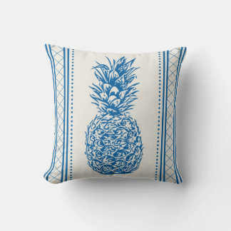 Almofada Padrão de silhueta de abacaxi azul e branco