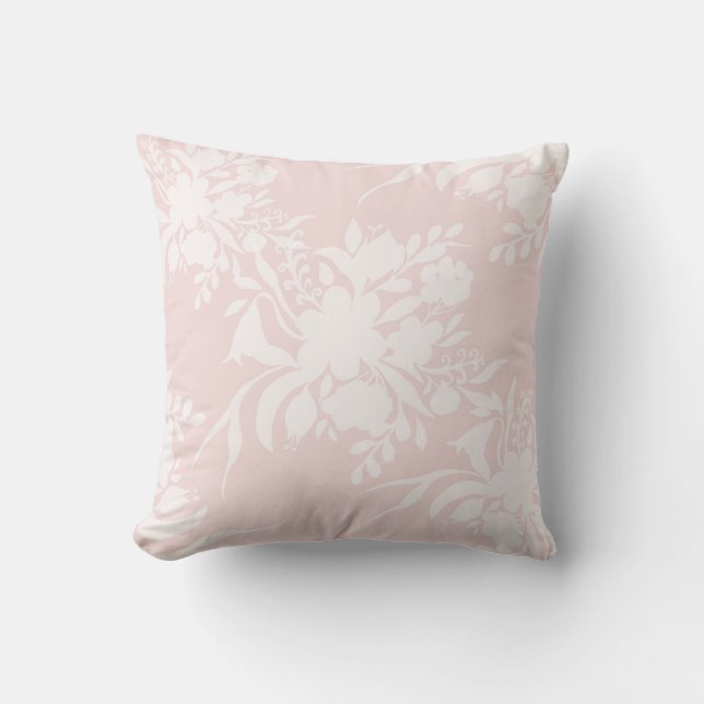 Almofada padrão de silhueta floral em tons rosa (Frente)