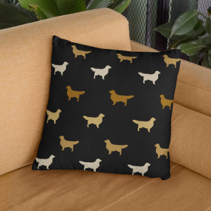 Almofada Padrão de Silhuetas de Retriever Dourado