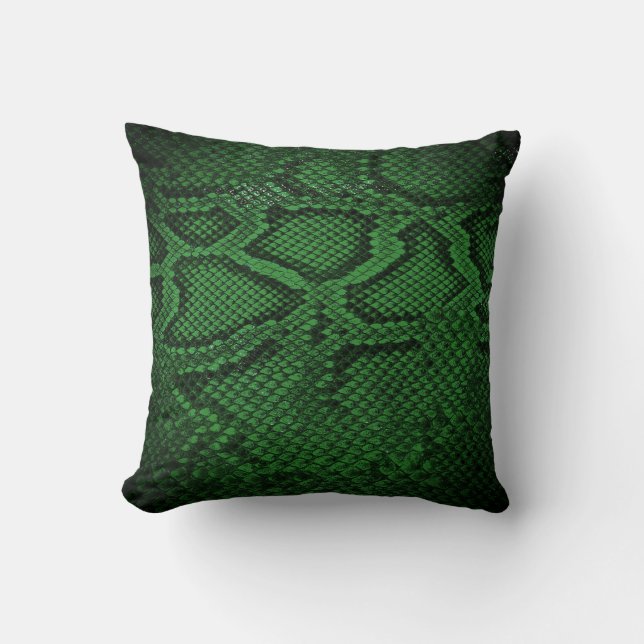 Almofada Padrão de Snakeskin Verde Escuro travesseiro 2 (Frente)