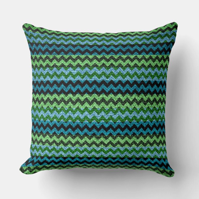 Almofada Padrão de Stripes Chevron de Casa Verde (Frente)