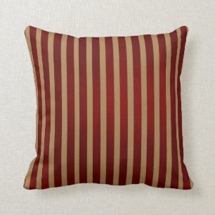 Almofada Padrão de Stripes Verticais Vermelhas e Douradas