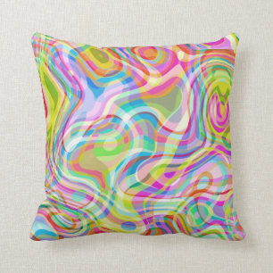 Almofada Padrão de superfície do Groovy Hippy Retro Rainb