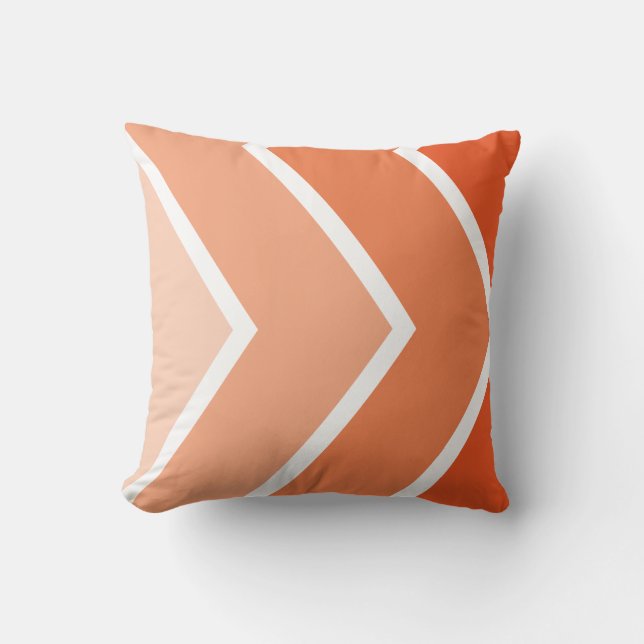 Almofada Padrão de Tangerine Ombré Chevron Stripes (Frente)