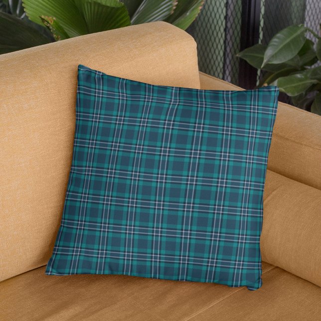 Almofada Padrão de Tartan Azul Negro (Criador carregado)
