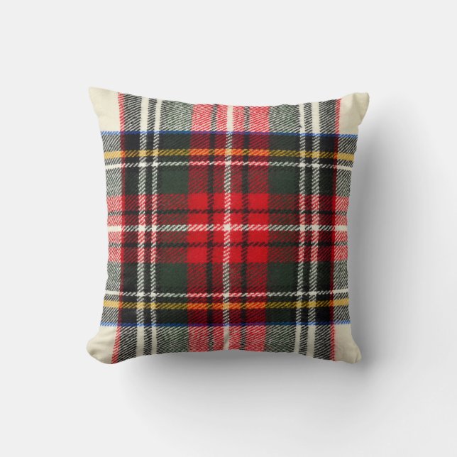 Almofada Padrão de tartan escocês. Xadrez de lã vermelha e  (Frente)